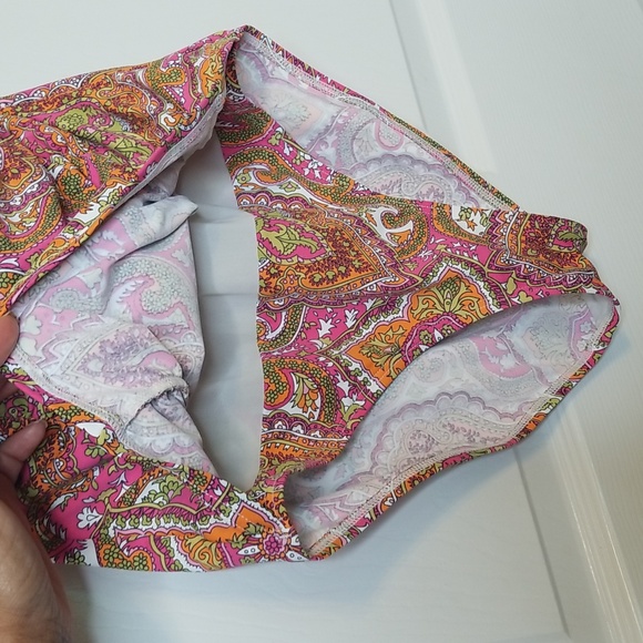 Tommy Bahama Womens One Piece Swimsuit Colorful Pin Orange Green Print Size 16 - Picture 3 of 12